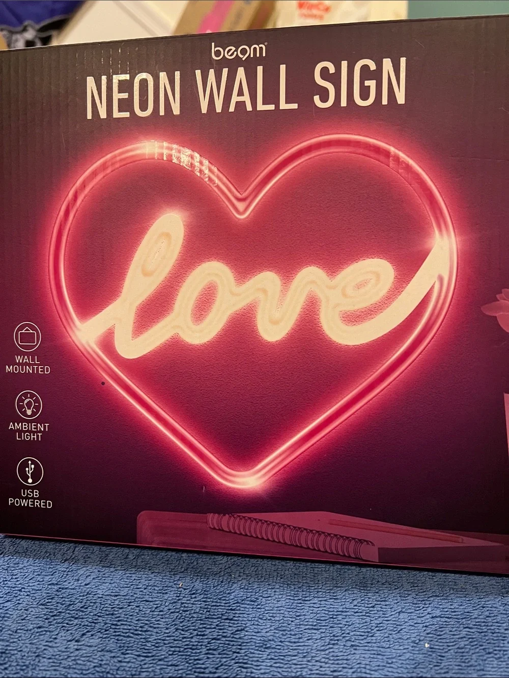 Pink 'Love' Heart Neon Wall Sign
